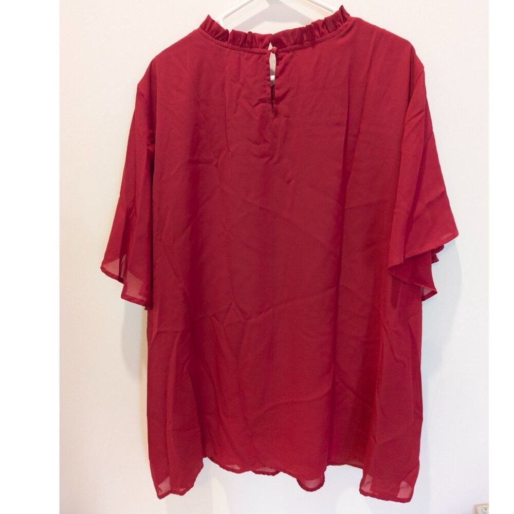 Bloomchic women's red ruffle front blouse size US 26 - Picture 2 of 4